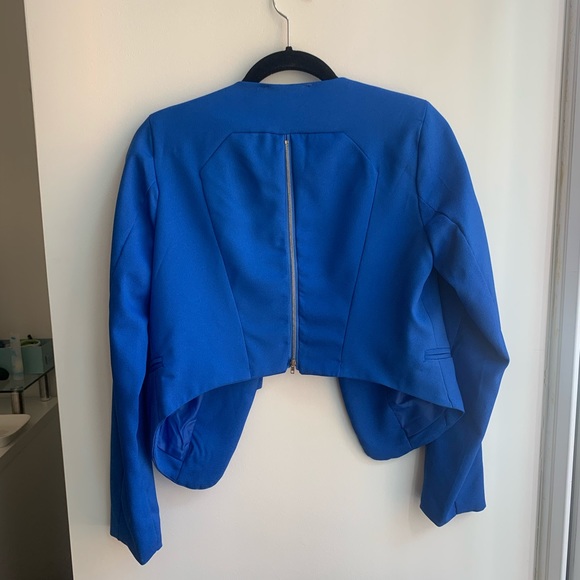 Blue Cropped blazer with zipper - Picture 3 of 3